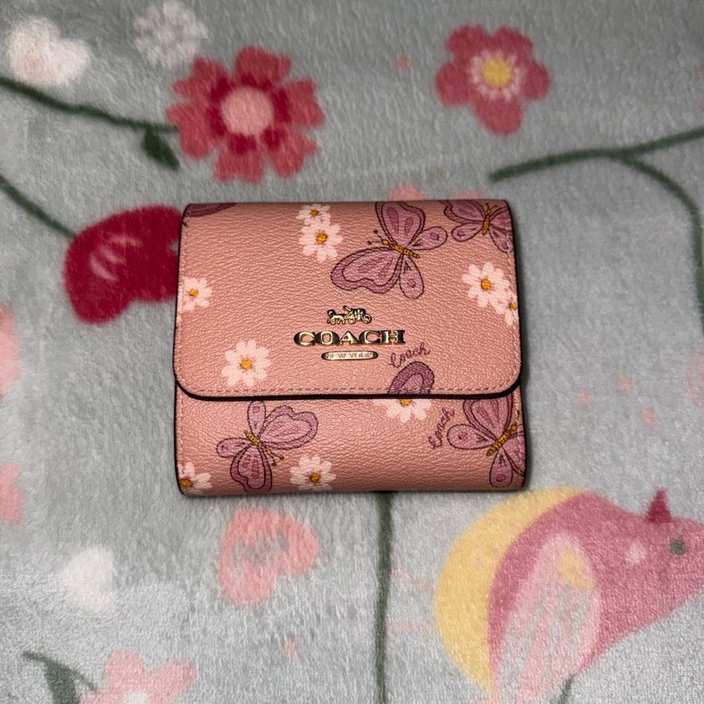Coach Trifold Wallet in Lovely Butterfly Print